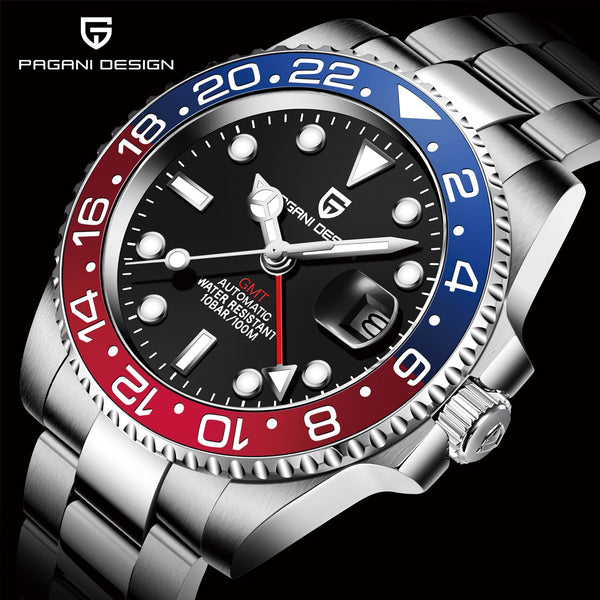 PAGANI DESIGN New Luxury GMT Watch Top Brand Sapphire Glass Men Watches reloj hombre