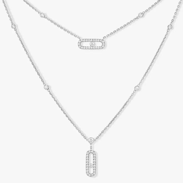 925 Sterling Silver Double Necklace for Women.