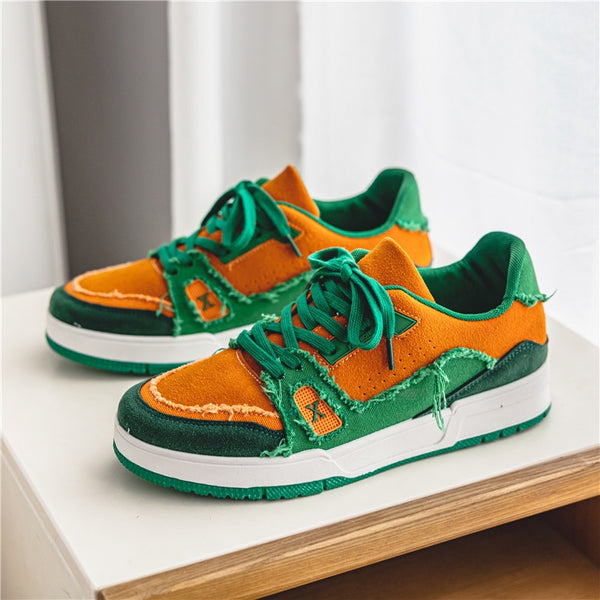 Orange Canvas Sneakers Men